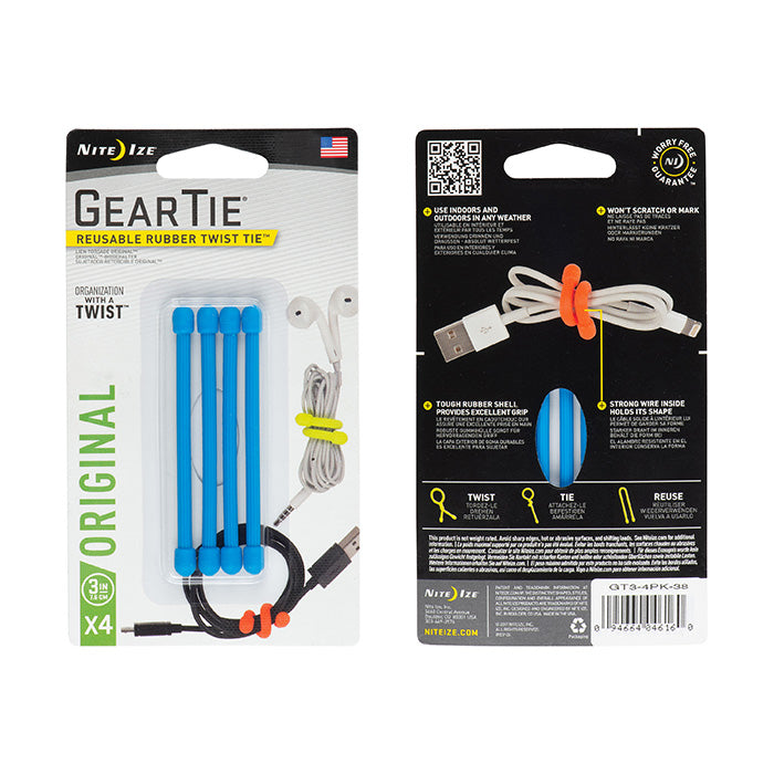 Nite Ize Gear Tie 3" - 4 Pack