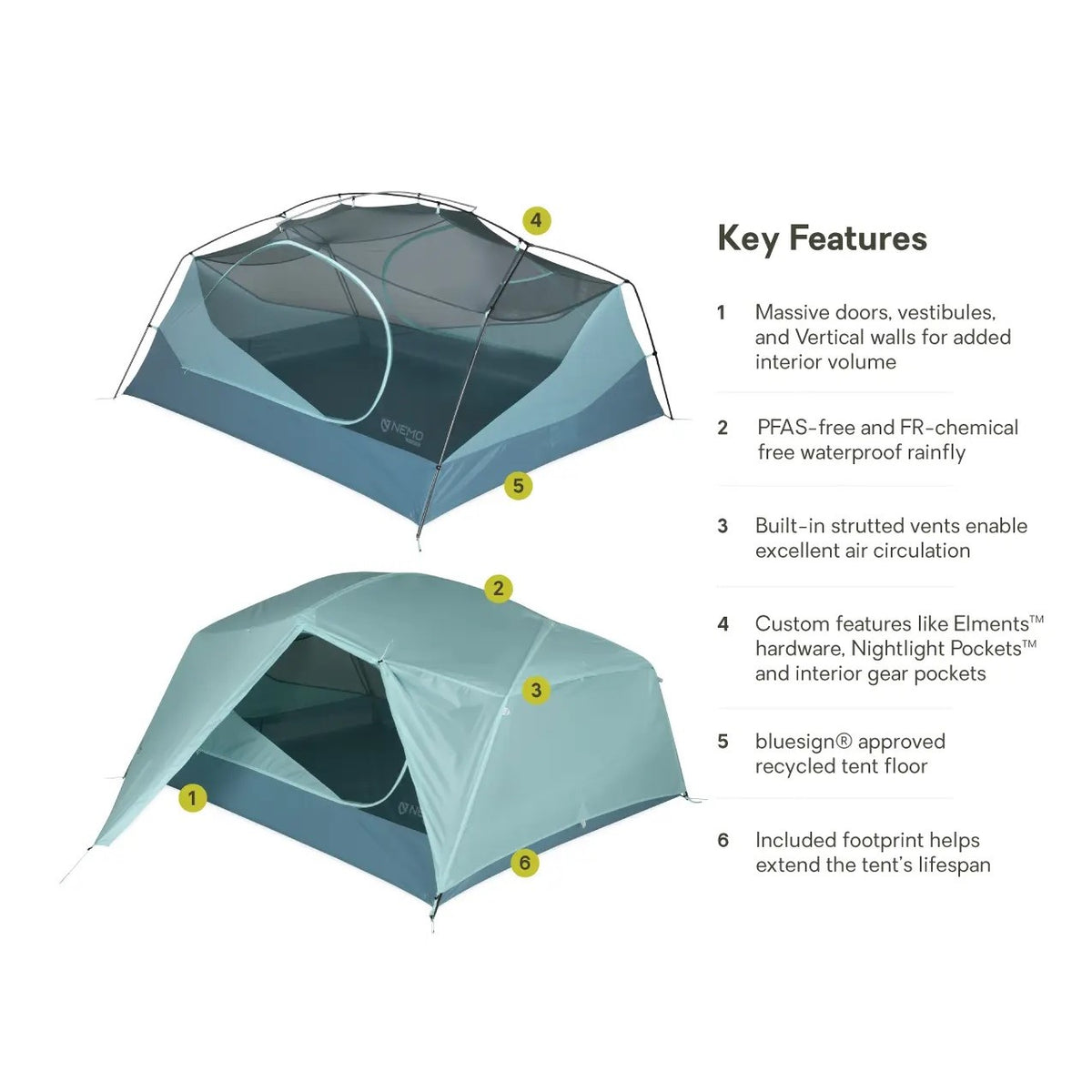 NEMO Aurora Backpacking Tent & Footprint - 3 Person