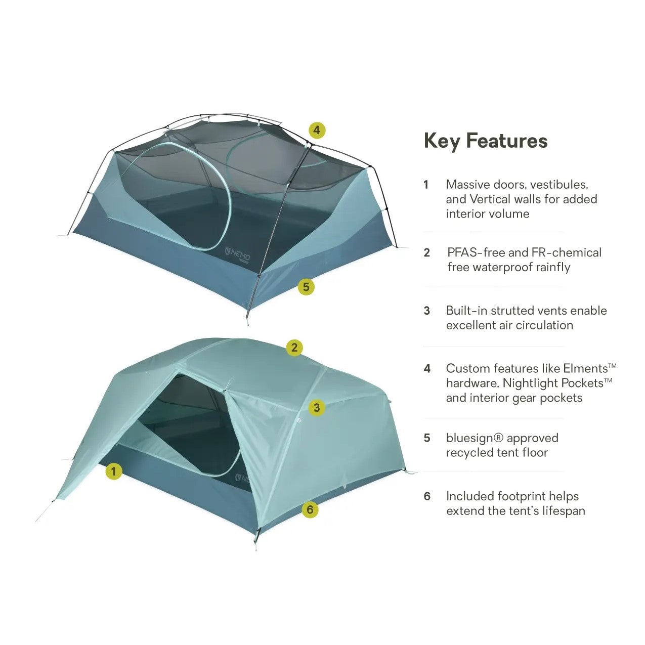 NEMO Aurora Backpacking Tent & Footprint - 3 Person
