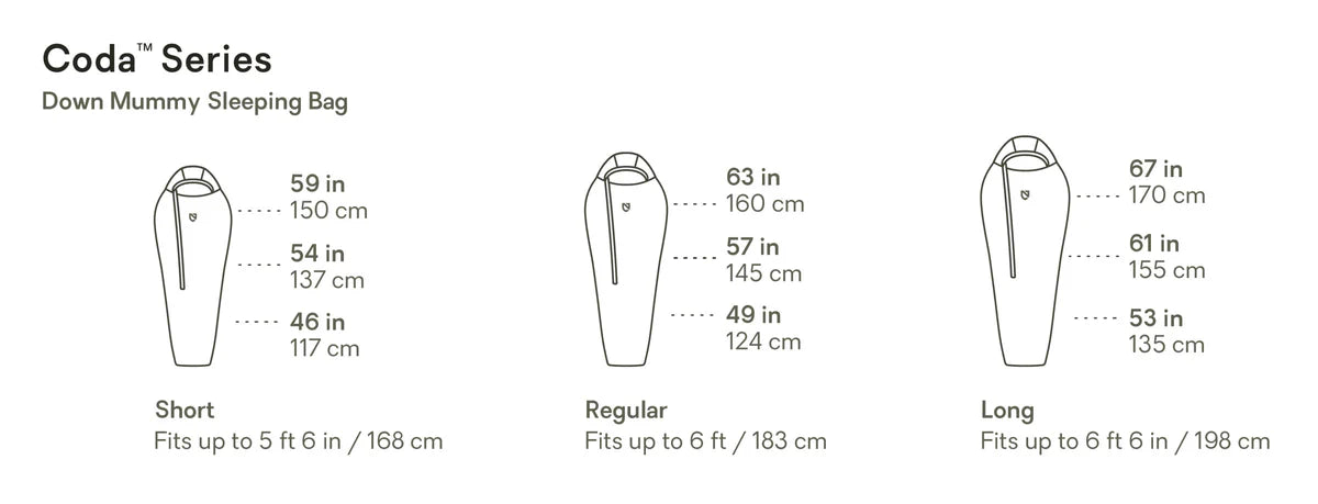 NEMO Coda Down Mummy Sleeping Bag - Regular