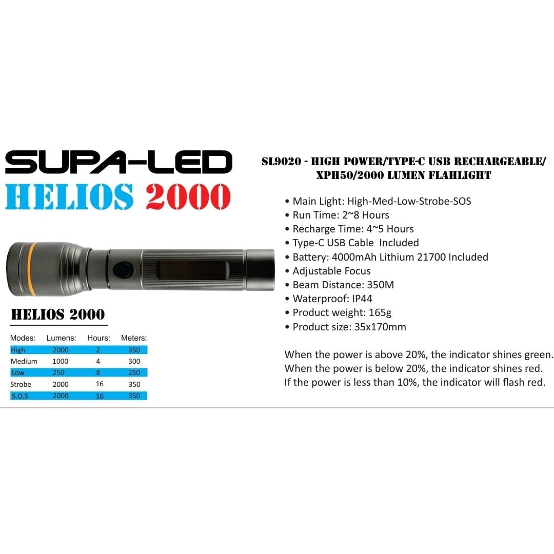 SUPA-LED Helios 2000 Lumen Rechargeable Torch