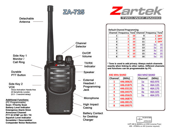 Zartek ZA-725 2-Way Radio