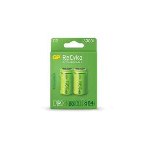 GP Recyko Rechargeable 3000mAh C Batteries - 2 Pack