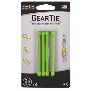 Nite Ize Gear Tie 3" - 4 Pack